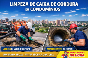 Limpeza de caixa de gordura em condomínios na Região